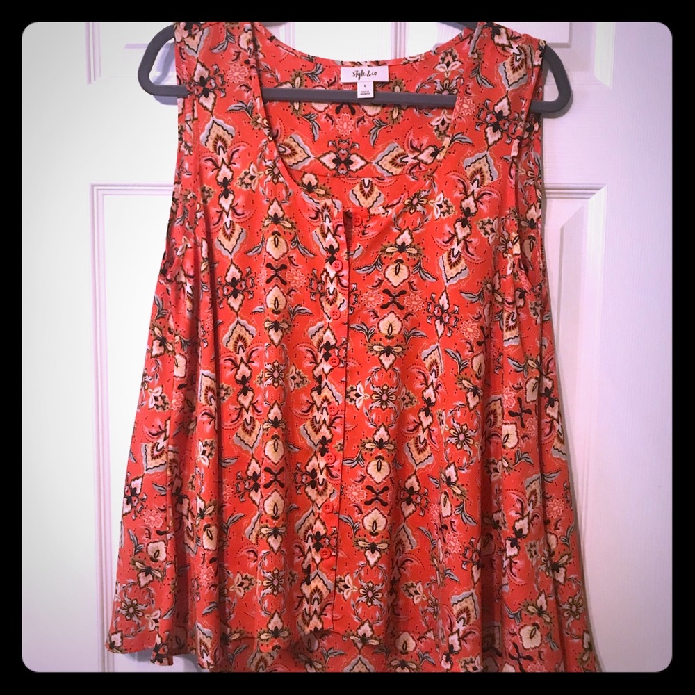 Bright coral/orange flowy top